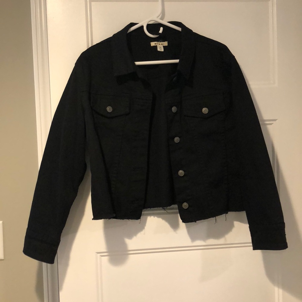 Francesca’s cropped black jean jacket